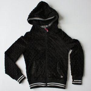 Triple Flip Boutique Girl's Dance Cheer Yoga Black Minky Soft Hoodie size 7 8